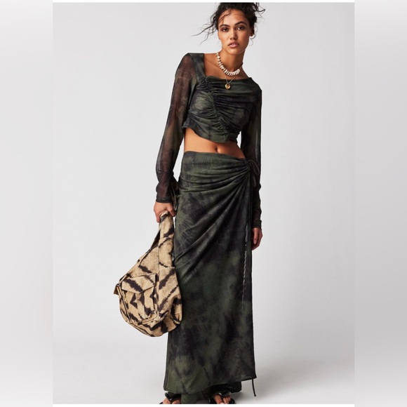 Free People Dresses & Skirts - Free People Supernova Set-Army Green/Black Combo Size Small